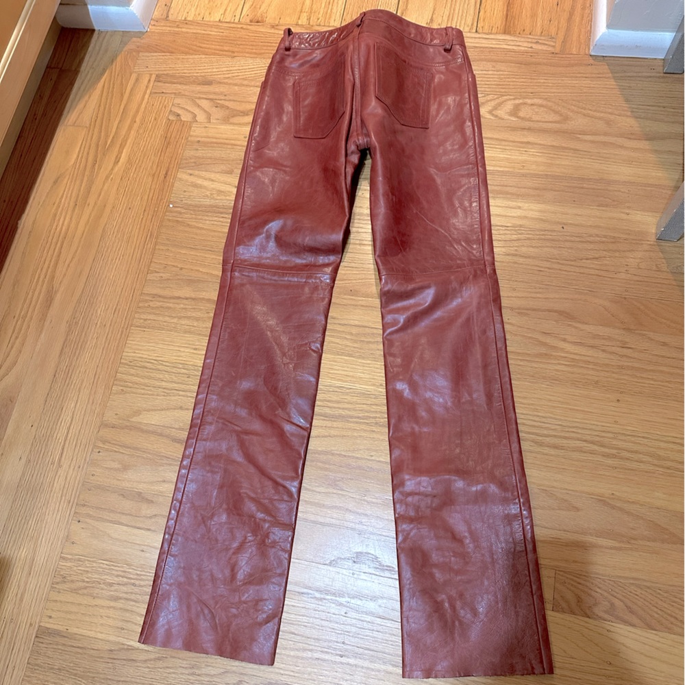 Red Leather Bootcut Pants